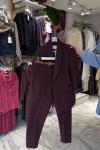 Bordo 3 Lü Leopar Astarlı Takım [Ceket Pantalon Kemer]