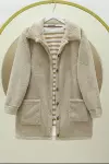 Cepli Peluş Ceket- Açık Vizon