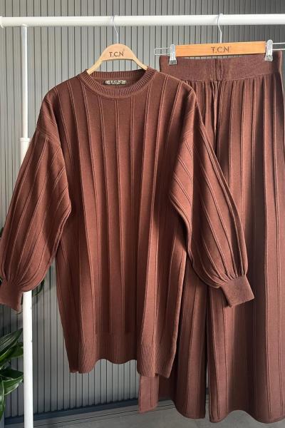 Ceylin Triko Takım Kahverengi