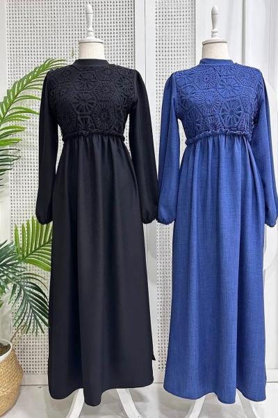 Dantelli Elbise Mavi
