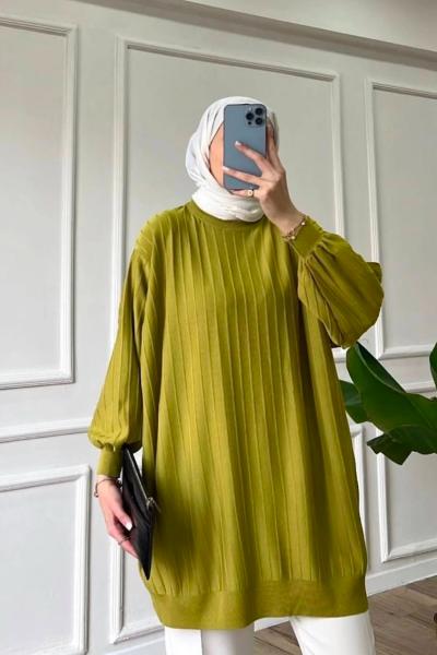 Dokulu Tunik Yağ Yeşili