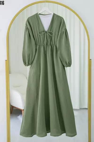 İpli Balon Kol Haki