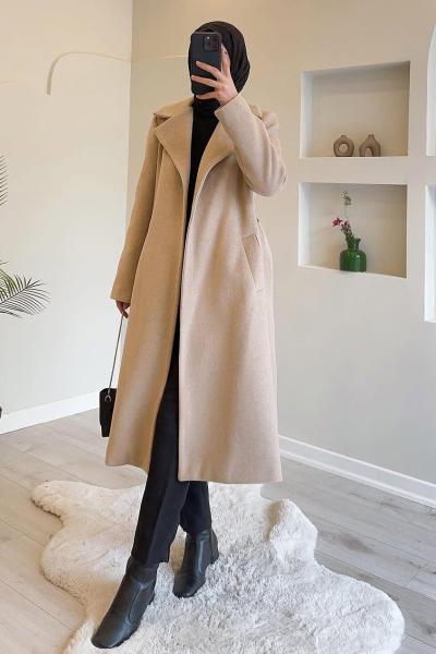 Kaşe Kaban Krem Astarlı Model