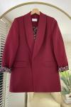 Leopar Astarlı Ceket Bordo