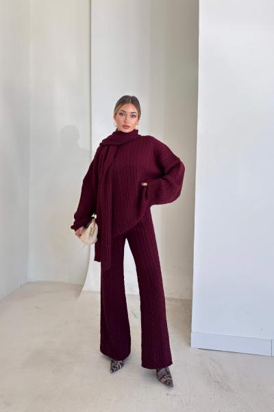 Milan Şallı Triko Takım Bordo