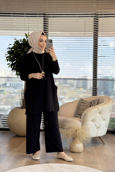 Raziye Cepli İkili Sandy Takım Siyah 