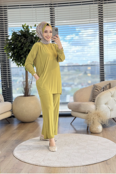Raziye Cepli İkili Sandy Takım Yağ Yeşili
