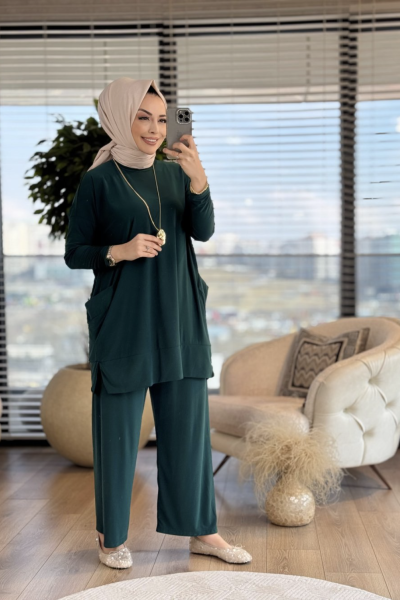 Raziye Cepli İkili Sandy Takım Zümrüt