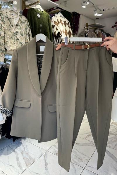 Yağ Yeşili 3 Lü Leopar Takım ( Ceket Pantalon Kemer)